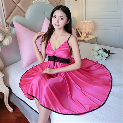 Seksīgs mežģīņu naktskrekls sieviešu guļamveļa pidžamas vasaras šifons bez piedurknēm ar V kakla izgriezumu, sieviešu naktskrekls, sieviešu mājas apģērbs, rozā W1893