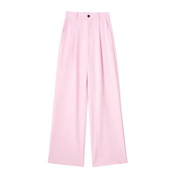 TRAF Ροζ ψηλόμεσο παντελόνι για γυναίκες Πλισέ φαρδύ παντελόνι Γυναικεία βασικά παντελόνια γραφείου Γυναικεία streetwear παντελόνια φαρδιά γυναικεία 2023