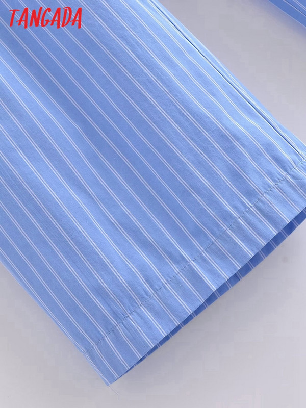 Tangada 2023 modes sieviešu zilas svītras bikses bikses kabatas elastīgs viduklis sieviešu bikses QN122