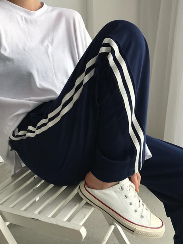 HOUZHOU Alkalmi női melegítőnadrág táskás koreai divat Elegáns utcai viselet Harajuku széles lábú kocogó nadrág Hip-hop női sportnadrág