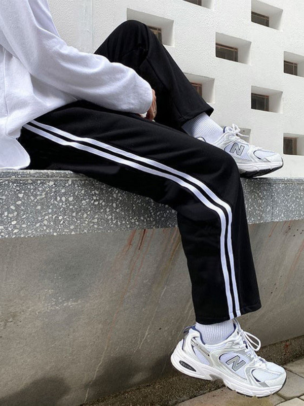 HOUZHOU Alkalmi női melegítőnadrág táskás koreai divat Elegáns utcai viselet Harajuku széles lábú kocogó nadrág Hip-hop női sportnadrág