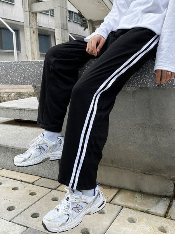 HOUZHOU Alkalmi női melegítőnadrág táskás koreai divat Elegáns utcai viselet Harajuku széles lábú kocogó nadrág Hip-hop női sportnadrág