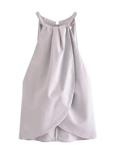 TRAF Női Divatos vászon széles szárú nadrágok Vintage középen elasztikus derékrész húzózsinórral Női nadrág Mujer