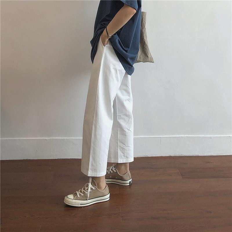 Ikdienas bikses sievietēm vasaras garumā līdz potītēm, brīvas, platas kājas elastīgas vidukļa bikses, vienkāršas, ērtas, elegantas sievietes