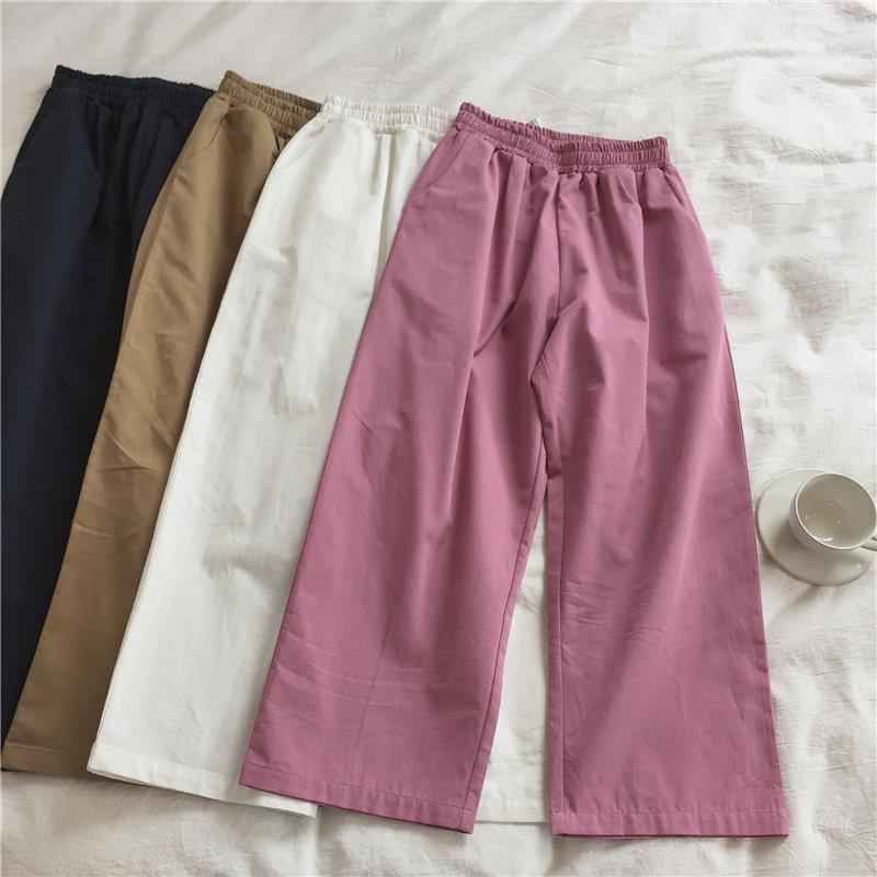 Ikdienas bikses sievietēm vasaras garumā līdz potītēm, brīvas, platas kājas elastīgas vidukļa bikses, vienkāršas, ērtas, elegantas sievietes
