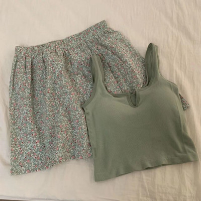 Nyári pizsama készletek női 2 db Szexi, bő hálóruha Egyszerű, dögös, népszerű Diákok Szabadidő Otthoni Társalgó Édes, elegáns Vintage koreai 잠옷