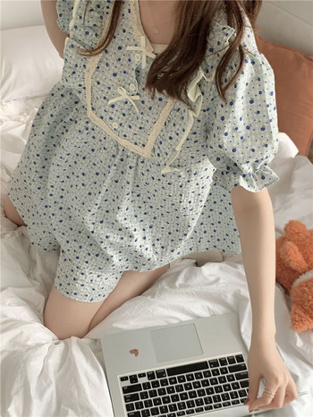 Σετ πιτζάμες Γυναικεία Sweet Print Ulzzang Summer Student Sleepwear Simple soft Vintage Lounge Δημοφιλή μόδα για νυχτερινά ρούχα νέας άφιξης