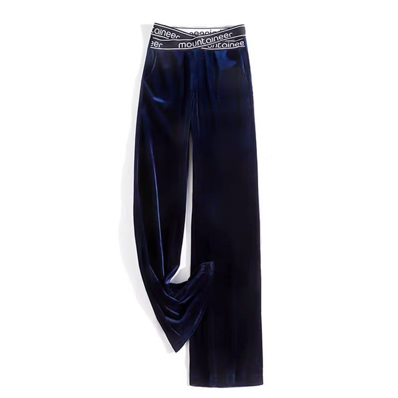 Ikdienas krusta burtu raksta bikses ar platām kājām Lady Harajuku zelta samta baggy bikses pavasara rudens elastīgās bikses ar augstu vidukli