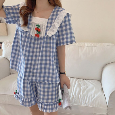 Ziedu pidžamu komplekti Sieviešu mīļi V-veida kakla izgriezuma seksīgs dizains Vasaras prērija Šiks vintage guļamveļa ar sānu šķēlumu Harajuku ikdienas modes sievietēm