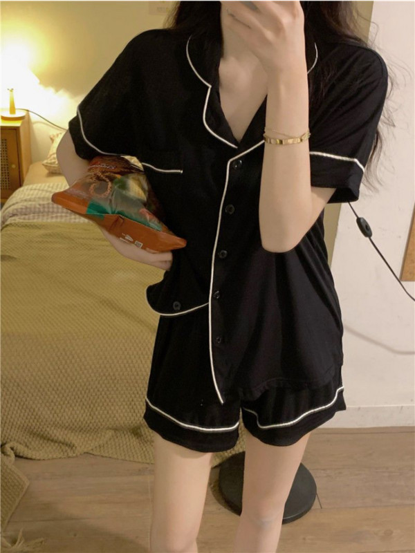 Pizsama szettek női nyári koreai változat Uniszex laza betétek Minimalista hálóruha szabadidő Akciós lélegző társalgó napi diák