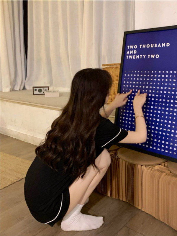 Pizsama szettek női nyári koreai változat Uniszex laza betétek Minimalista hálóruha szabadidő Akciós lélegző társalgó napi diák