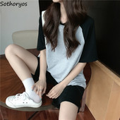 Pizsama szettek női rövid, raglán ujjú és rövidnadrágok Egyszerű divatos hálóruha Otthoni nappali öltönyök koreai stílusú laza nyári elegáns