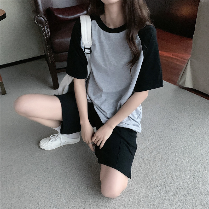 Pizsama szettek női rövid, raglán ujjú és rövidnadrágok Egyszerű divatos hálóruha Otthoni nappali öltönyök koreai stílusú laza nyári elegáns