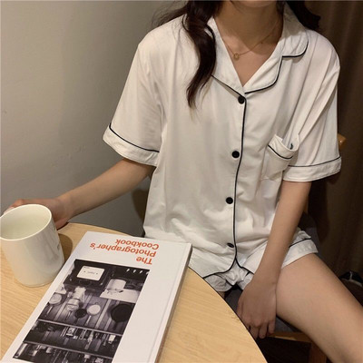 Σετ πιτζάμες Γυναικεία καλοκαιρινά κοντομάνικα πυζά Μασίφ σορτς Λεπτά αναπνεύσιμα χαλαρά φοιτητικά καθημερινά γλυκά υψηλής ποιότητας ρούχα