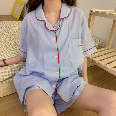 Σετ πιτζάμες Γυναικεία καλοκαιρινά κοντομάνικα πυζά Μασίφ σορτς Λεπτά αναπνεύσιμα χαλαρά φοιτητικά καθημερινά γλυκά υψηλής ποιότητας ρούχα