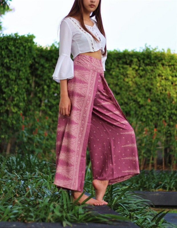 Moteriškos jogos kelnės Laisvalaikio plačios bohemiškos kelnės, margintos tailandietiško stiliaus, suskeltos kelnės Haremo kelnės Moteriški drabužiai