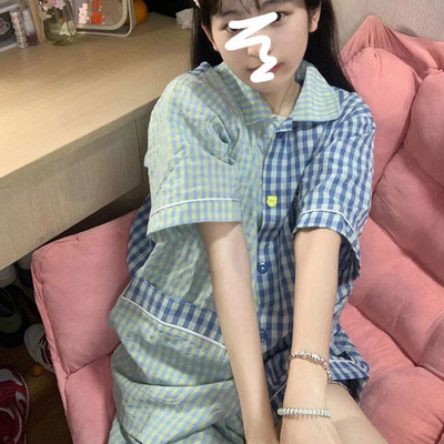 Σετ πιτζάμες Γυναικείες τυπωμένες καθημερινές Kawaii Κομψές φοιτήτριες Σχεδιαστής καλοκαιρινός γιακάς με μοντέρνο κορεάτικο στυλ Απαλό, καθημερινό