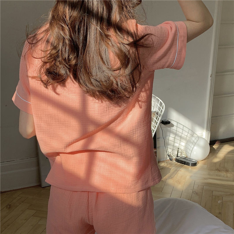 Pidžamu komplekti Sieviešu Vienkāršas, masīvas, īsām piedurknēm guļambikses Vasaras mīkstas kabatas Šorti Eleganti, brīvi mājas apģērbi Pijamas Mujer guļamveļa