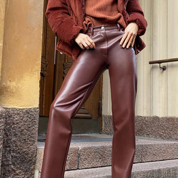 Συνθετικό δέρμα ίσιο παντελόνι ψηλόμεσο Φθινοπωρινό σέξι καφέ παντελόνι παντελόνι παντελόνι για γυναίκες παντελόνια vintage streetwear παντελόνια χειμώνα