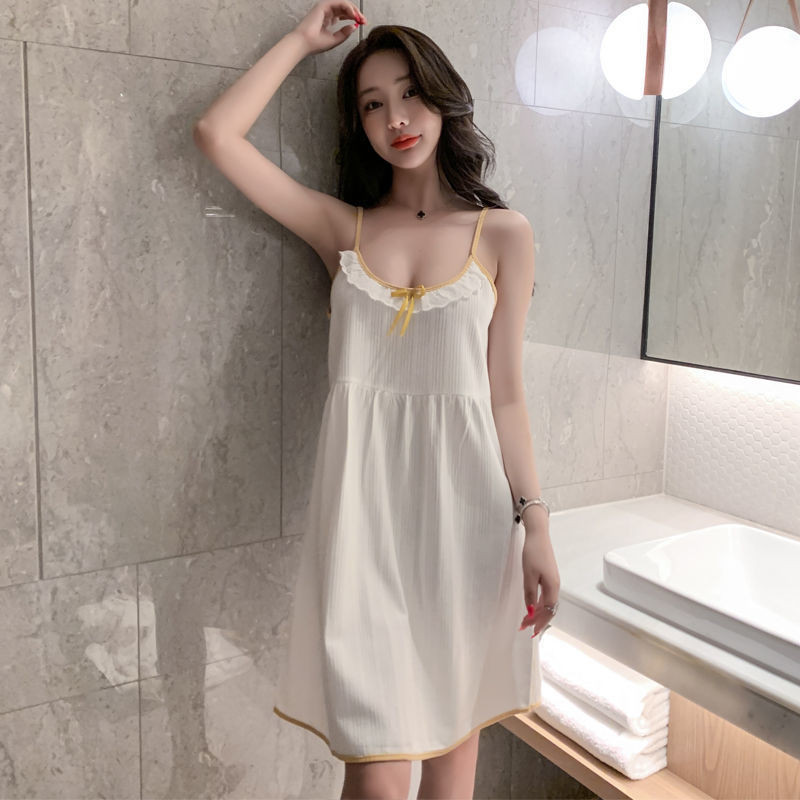 Moteriški naktiniai marškiniai Prašmatni mada Korėjietiško stiliaus Namai Minkšti mieguokliai Mieli Saldūs Elegantiški Seksualūs Atsitiktiniai Be rankovių Plonos Vasaros Naujos Moterys