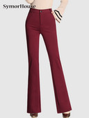 Pavasaris Vasara Jauna Mode Sieviešu uzvalks Bikses ar augstu vidukli Paplašinātas Bikses Eleganta Biroja Sieviešu Stretch Straight Bikses Sieviešu Rudens