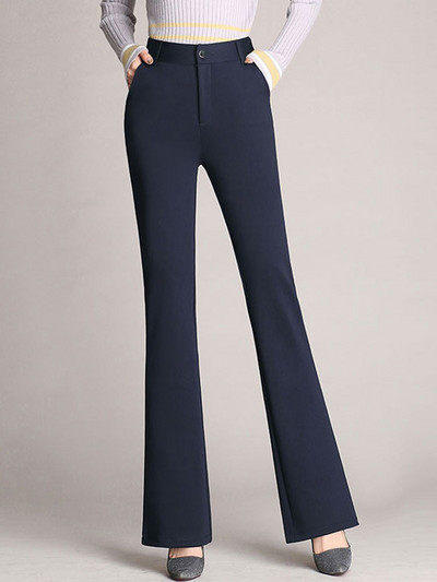 Pavasaris Vasara Jauna Mode Sieviešu uzvalks Bikses ar augstu vidukli Paplašinātas Bikses Eleganta Biroja Sieviešu Stretch Straight Bikses Sieviešu Rudens