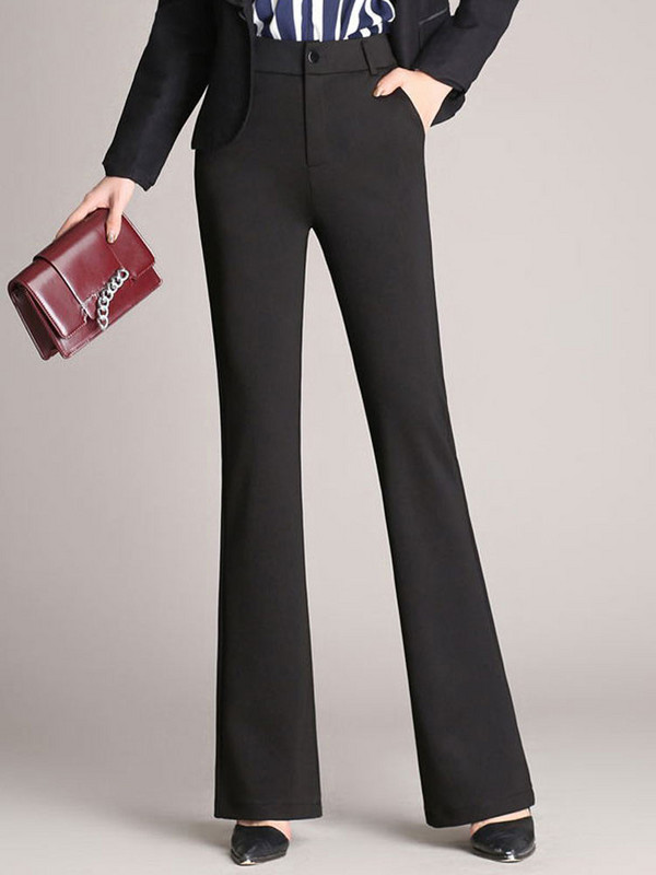 Pavasaris Vasara Jauna Mode Sieviešu uzvalks Bikses ar augstu vidukli Paplašinātas Bikses Eleganta Biroja Sieviešu Stretch Straight Bikses Sieviešu Rudens