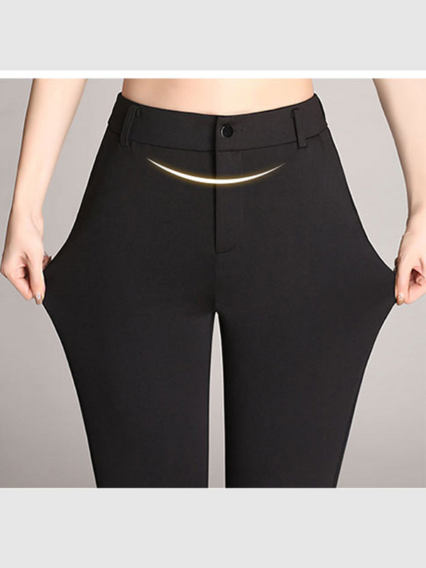 Pavasaris Vasara Jauna Mode Sieviešu uzvalks Bikses ar augstu vidukli Paplašinātas Bikses Eleganta Biroja Sieviešu Stretch Straight Bikses Sieviešu Rudens