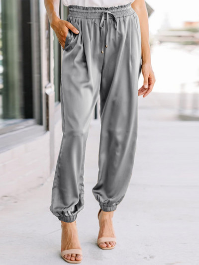 Nyári magas elasztikus derék, tömör szatén nadrág ZANZEA elegáns női hosszú nadrág alkalmi bő OL Pantalon Harem Palazzo Turnip