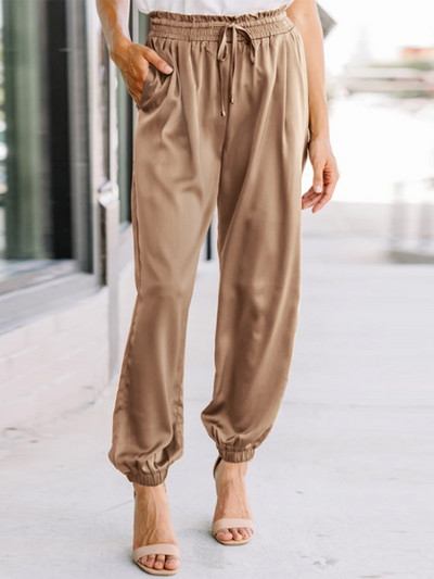 Nyári magas elasztikus derék, tömör szatén nadrág ZANZEA elegáns női hosszú nadrág alkalmi bő OL Pantalon Harem Palazzo Turnip