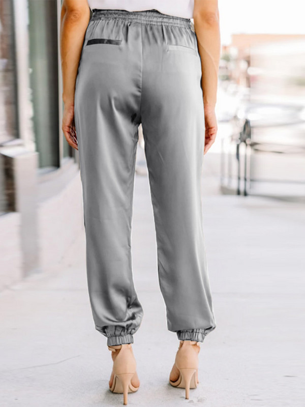 Nyári magas elasztikus derék, tömör szatén nadrág ZANZEA elegáns női hosszú nadrág alkalmi bő OL Pantalon Harem Palazzo Turnip