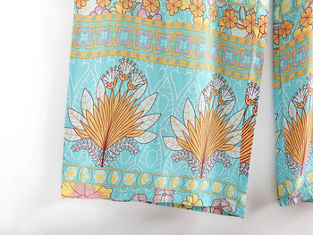 Vintage chic floral print παντελόνι Boho Παντελόνι από ρεγιόν βαμβακερές φούντες φαρδιά φαρδιά μποέμικο παντελόνι καλοκαιρινή παραλία Pantalones