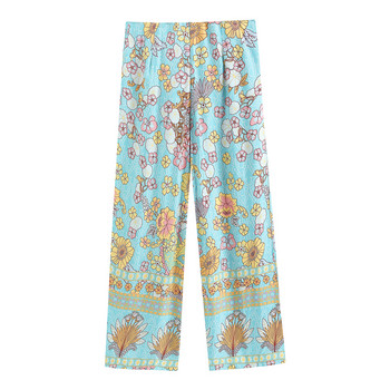 Vintage chic floral print παντελόνι Boho Παντελόνι από ρεγιόν βαμβακερές φούντες φαρδιά φαρδιά μποέμικο παντελόνι καλοκαιρινή παραλία Pantalones
