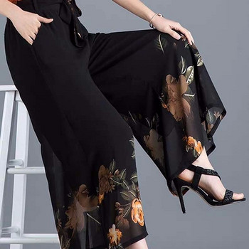 2022 Νέο Γυναικείο Καλοκαιρινό Λεπτό Ψηλό Ελαστικό Παντελόνι Φαρδύ Γυναικείο Γυναικείο Casual Φούστες με στάμπα σιφόν Παντελόνι 4XL A54
