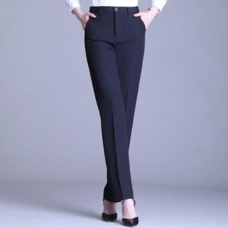 Irodai női zsebek hamis cipzárak gomb bokáig érő nadrág ceruza tömör formális női ruházat magas derék tavasz nyár vékony