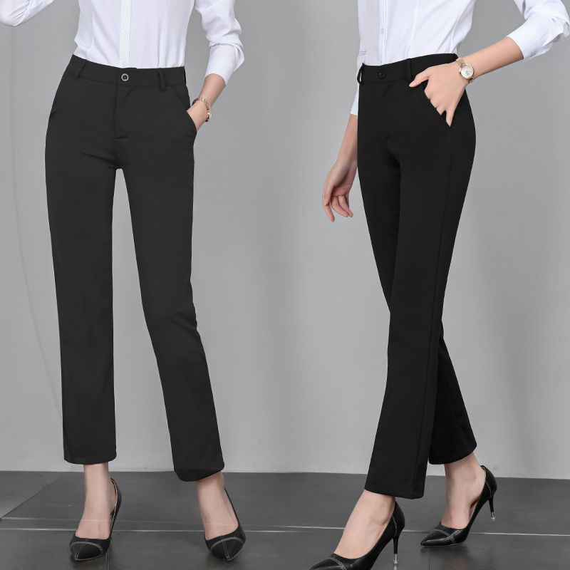 Irodai női zsebek hamis cipzárak gomb bokáig érő nadrág ceruza tömör formális női ruházat magas derék tavasz nyár vékony