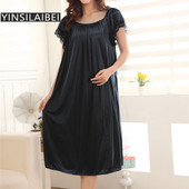 Átlátszó molett szexi női hálóruha Női jégselyem szatén hálóing hálóruha, hosszú női hálóruha éjszakai ingek #10