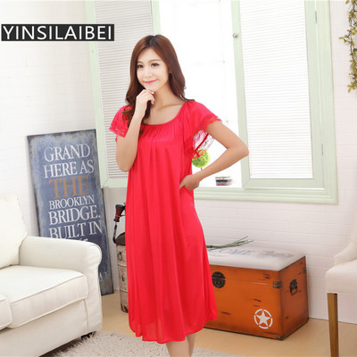 Átlátszó molett szexi női hálóruha Női jégselyem szatén hálóing hálóruha, hosszú női hálóruha éjszakai ingek #10