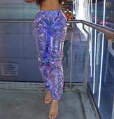 Lézeres hologram Sympony fém lila nadrág laza színpadi show hip-hop