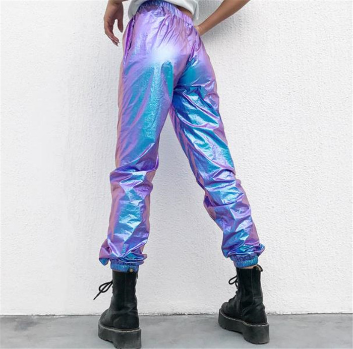 Lézeres hologram Sympony fém lila nadrág laza színpadi show hip-hop