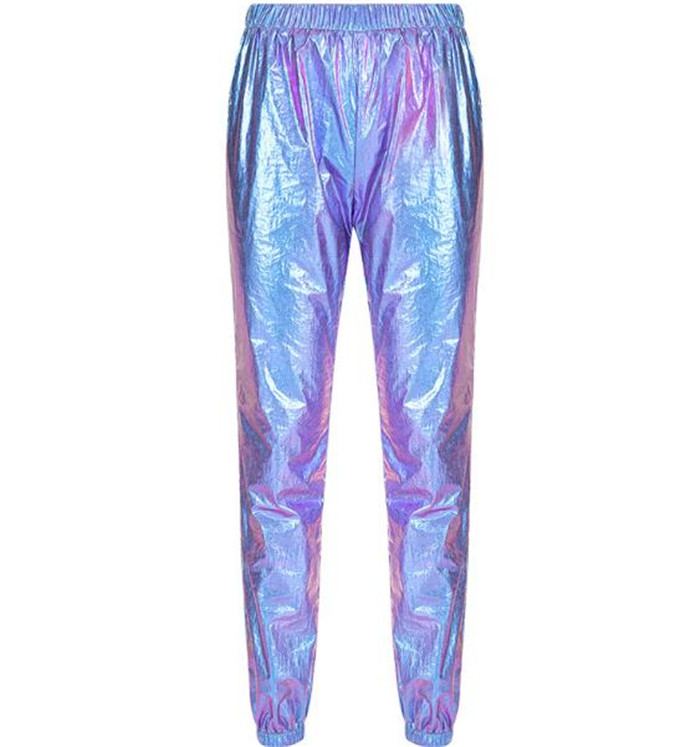 Lézeres hologram Sympony fém lila nadrág laza színpadi show hip-hop