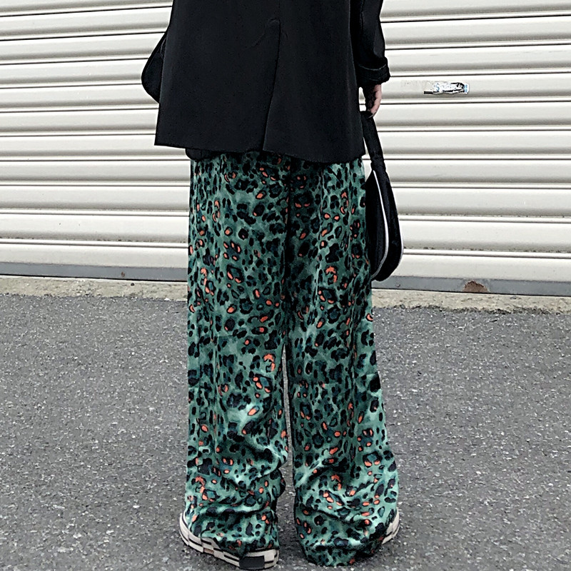 Eiropa un Amerika stila leoparda bikses sievietēm ar augstu vidukli Pilna garuma pārklājuma bikses meitenēm hiphopa ielas apģērbs ziedu bikses sievietēm
