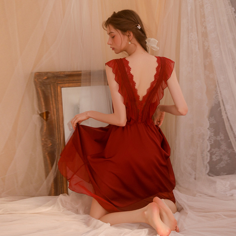 REBEYULI márkájú éjszakai ruha, női, édes hálós kényelmes ujjatlan pizsama, vékony, tömör pántos pizsamaruha, női szexi hálóruha