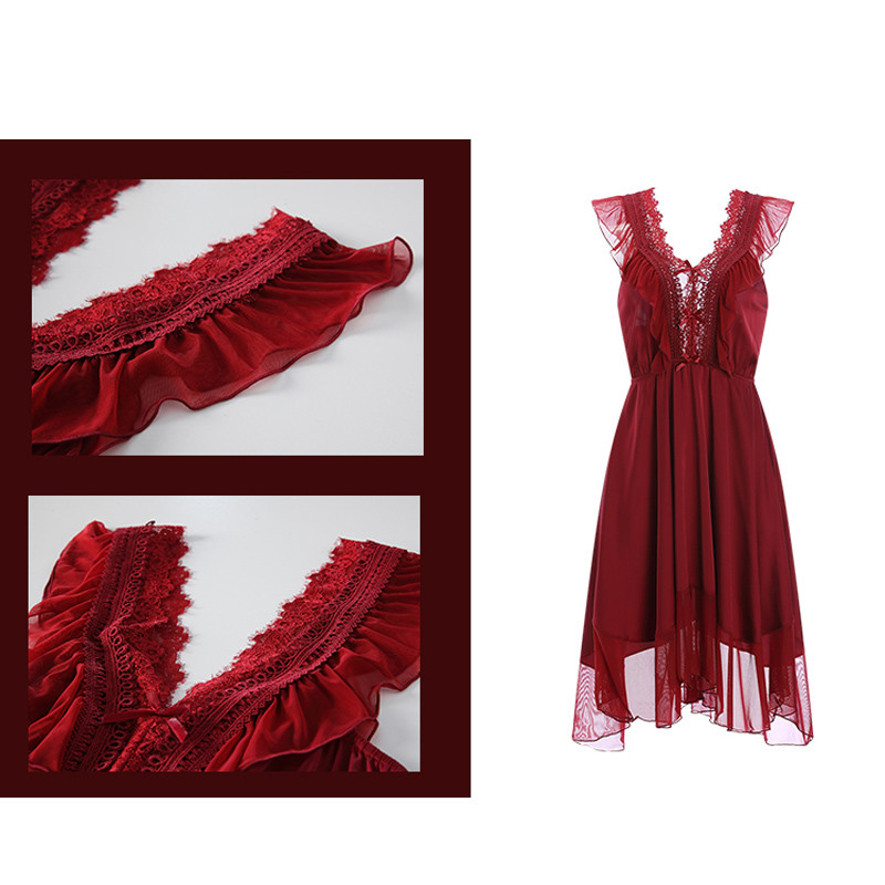 REBEYULI márkájú éjszakai ruha, női, édes hálós kényelmes ujjatlan pizsama, vékony, tömör pántos pizsamaruha, női szexi hálóruha