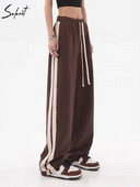 Y2K sportnadrág női széles, bő, húzózsinóros tehernadrág Női koreai melegítőnadrág oldalsó csíkok Vintage kocogó 90-es évek Hip Hop