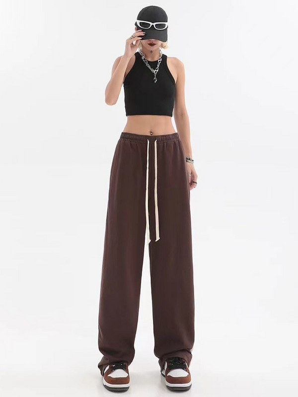 Y2K sportnadrág női széles, bő, húzózsinóros tehernadrág Női koreai melegítőnadrág oldalsó csíkok Vintage kocogó 90-es évek Hip Hop