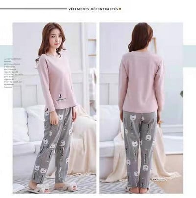 Uued moodsad pidžaamad naiste kevad- ja sügismudelid, pikkade varrukatega koduteenindus Naiste lihtne vaba vabaaja ülikond, suur suurus 5XL