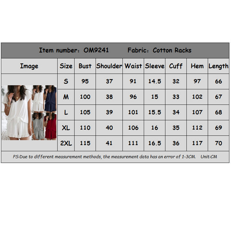 Sieviešu pidžamu komplekts sievietēm, divdaļīgs volāns vienkrāsains pidžamas ar īsām piedurknēm guļamveļa komplekts atpūtas apģērba komplekts sievietei 2 gabali