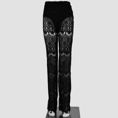 BKLD Ljetne ženske ležerne ravne hlače s izdubljenim visokim strukom, prozirne čipke, 2022., vruće seksi bikini za plažu, duge hlače s prikrivanjem