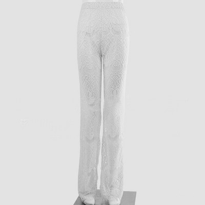 BKLD Ljetne ženske ležerne ravne hlače s izdubljenim visokim strukom, prozirne čipke, 2022., vruće seksi bikini za plažu, duge hlače s prikrivanjem